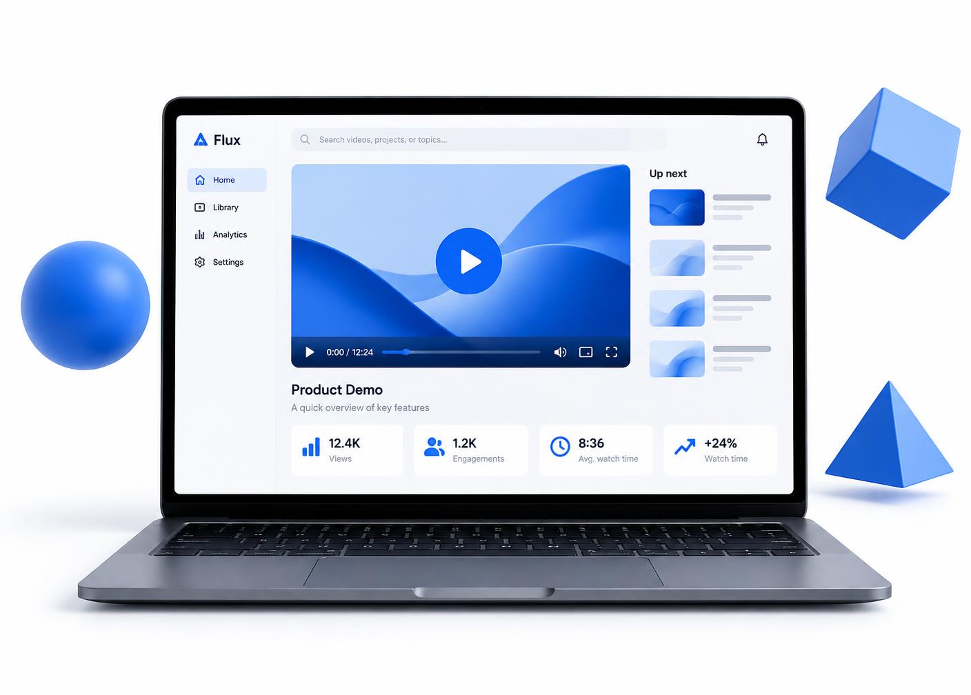 Mockup d'un écran d'ordinateur affichant un lecteur vidéo avec bouton lecture
